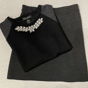 NWT August Silk Rhinestone Top & Skirt Set